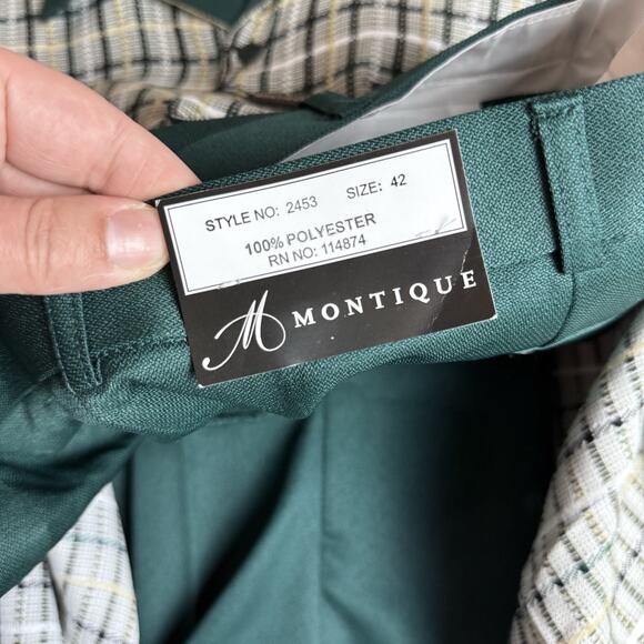 NWT Montique‎ Travel Line Shirt Mens L 42 Green Plaid Long Sleeve Button Down - Picture 5 of 9